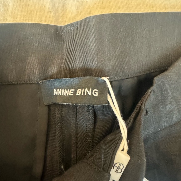 NWOT Anine Bing CARRIE ANKLE PANT IN BLACK LINEN BLEND - Picture 10 of 10